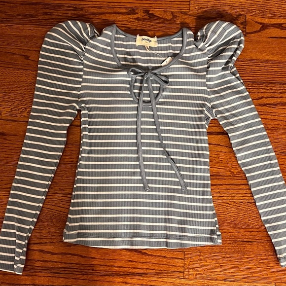 NWT Anthropologie Porridge Puff-Sleeve Tie-Front Top - Picture 4 of 7